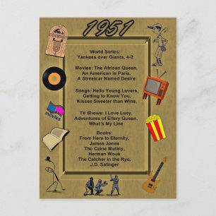 1951 Great Events Birthday Card Briefkaart