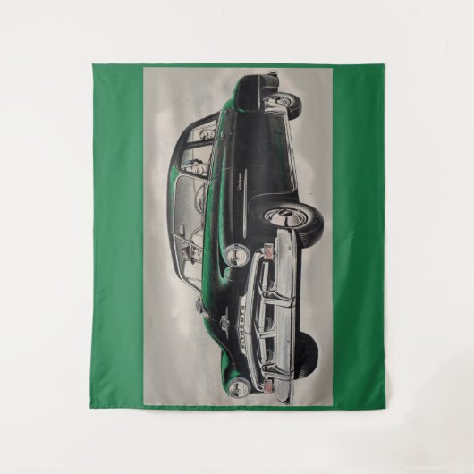 1951 groene Plymouth Cranbrook-autodruk Wandkleed (Voorkant)