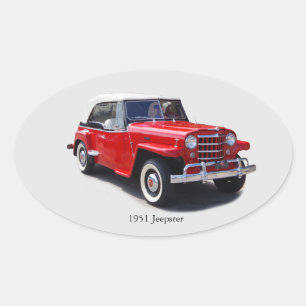 1951 Jeepster Oval ticker Ovale Sticker