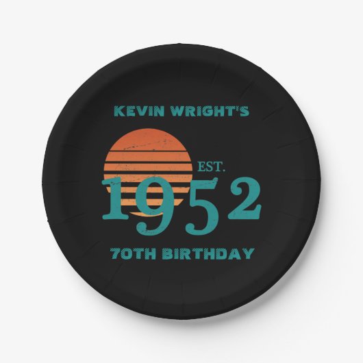 1952 70ste zonsondergang op de geboorte papieren bordje (Voorkant)