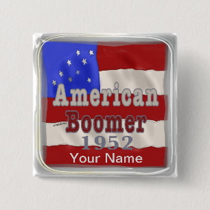 1952 Birthday Baby Boomer Vierkante Button 5,1 Cm
