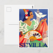 1952 Feria de Sevilla vintage-reis Briefkaart (Voorkant / Achterkant)
