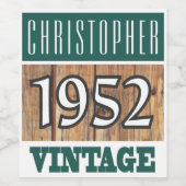 1952 Geboorte Wijn Label Etiket (Enkel label)