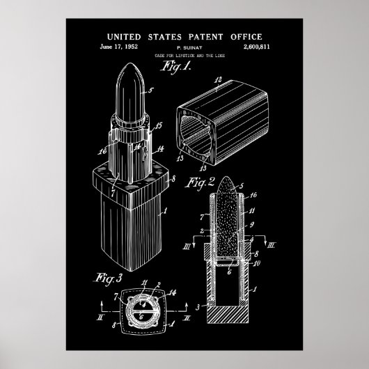 1952  Lipstick patent art Poster (Voorkant)
