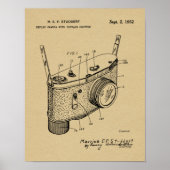 1952 Reflex Camera Patent Art Drawing Print (Voorkant)