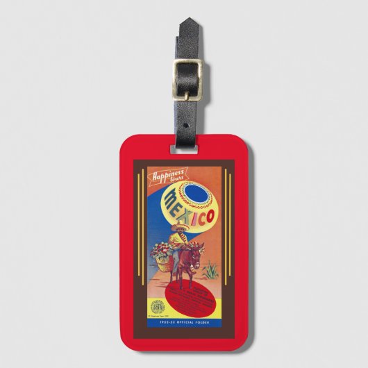 1952 REISBROCHURE 'MEXICO' COOL KITSCH BAGAGELABEL (Voorkant (verticaal))