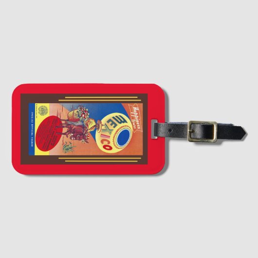 1952 REISBROCHURE 'MEXICO' COOL KITSCH BAGAGELABEL (Voorkant (horizontaal))