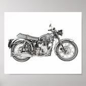 1952 Velocette Venom Motorcycle Illustration Poster (Voorkant)