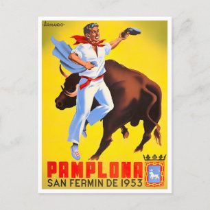 1953 Afvalreis Feria de Pamplona Briefkaart