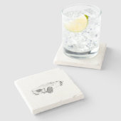 1953 Austin-Healey 100 Tekening zwart-wit Stenen Onderzetter (Zijkant)