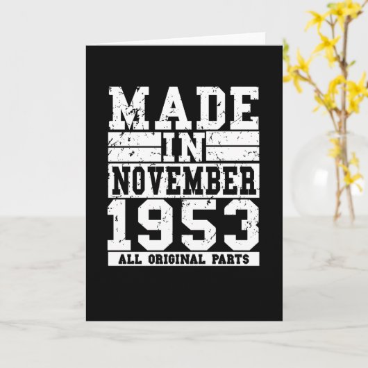 1953 Birthday November  Gezegde Kaart (Gele Bloem)