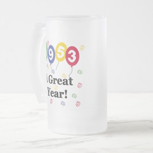 1953: een grote jaardag matglas bierpul (Voorkant links)