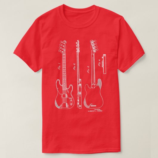1953 Iconic Bass Guitar Patent Music Player Histor T-shirt (Design voorkant)