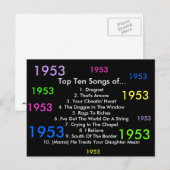 1953 liedjes briefkaart (Voorkant / Achterkant)