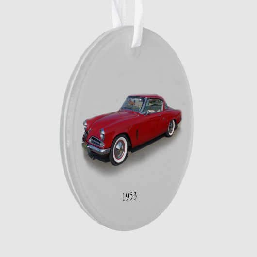 1953 rode klassieke acrylsierwagen ornament (voorkant)