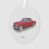 1953 rode klassieke acrylsierwagen ornament (voorkant)
