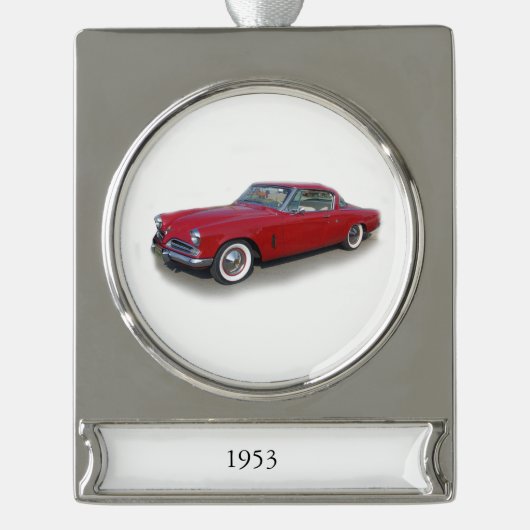 1953 rode klassieke automerk verzilverd banner ornament (Voorkant)