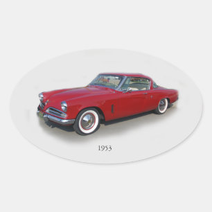 1953 rode klassieke autosticker ovale sticker