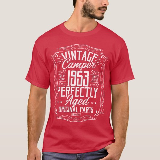 1953 Verjaardag Idee Kampeer Scout Camping 1953 re T-shirt (Voorkant)