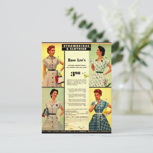 1953 Verkoop en verkoop van kleding voor kleding Briefkaart (Staand voorkant)