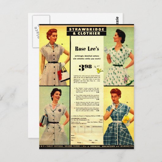 1953 Verkoop en verkoop van kleding voor kleding Briefkaart (Voorkant / Achterkant)