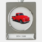 1954 3100 rode bestelwagen, banner versierd verzilverd banner ornament (Voorkant)