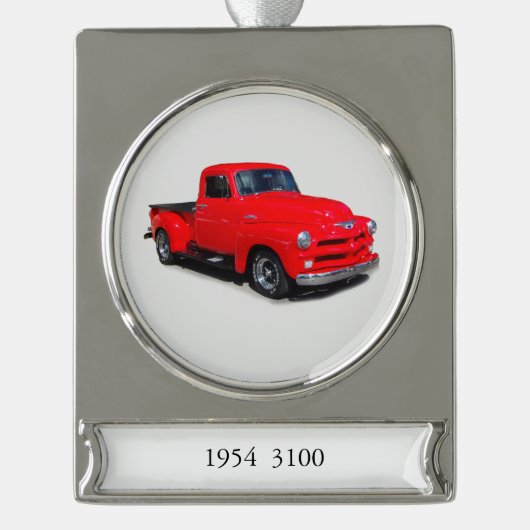 1954 3100 rode bestelwagen, banner versierd verzilverd banner ornament (Voorkant)