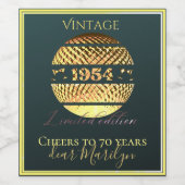  1954 70e verjaardag wijnlabel wijn etiket (Enkel label)