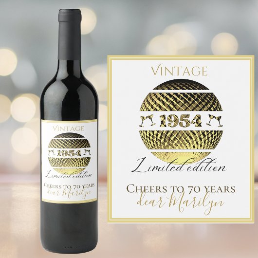  1954 70e verjaardag wijnlabel wijn etiket