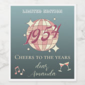  1954 70e verjaardagsfeestflesdecoratie wijn etiket (Enkel label)