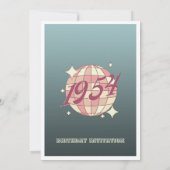 1954 70ste verjaardag retro blauw gr Invitatio Kaart (Achterkant)