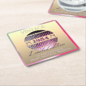 1954 70ste verjaardag roze kartonnen onderzetters (Schuin)