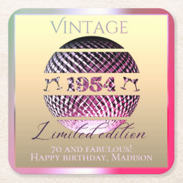  1954 70ste verjaardag roze kartonnen onderzetters