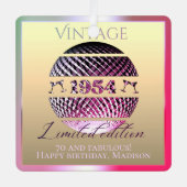  1954 70ste verjaardag roze metalen ornament (Voorkant)