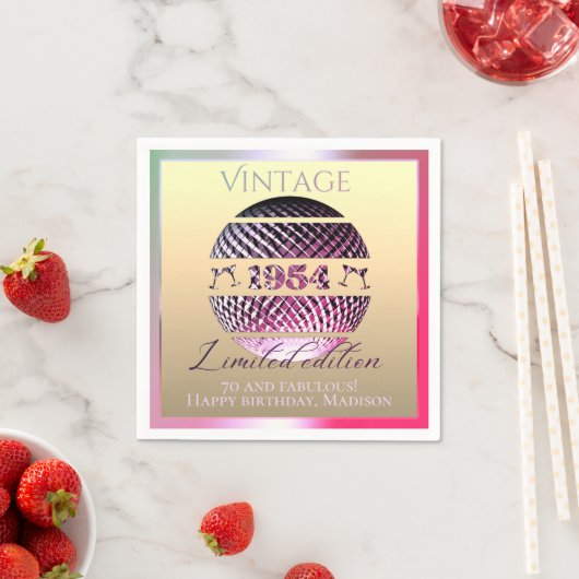  1954 70ste verjaardag roze servet (Insitu)