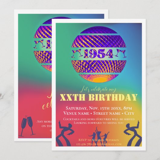  1954 70ste verjaardagsfeestje kaart (Voorkant / Achterkant)