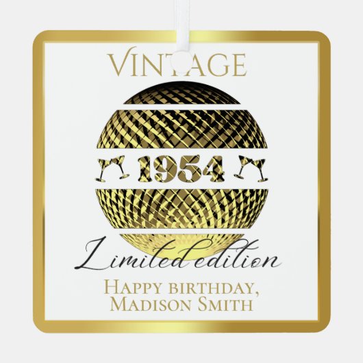  1954 70ste verjaardagsgoud metalen ornament (Achterkant)