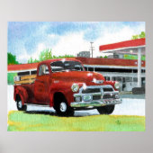 1954 Antiek Truck Canvas afdrukken Poster (Voorkant)