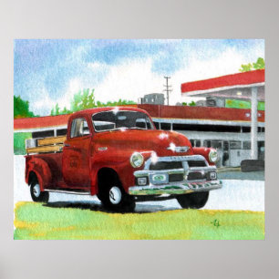 1954 Antiek Truck Canvas afdrukken Poster