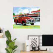 1954 Antiek Truck Canvas afdrukken Poster (Thuiskantoor)