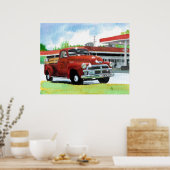 1954 Antiek Truck Canvas afdrukken Poster (Keuken)