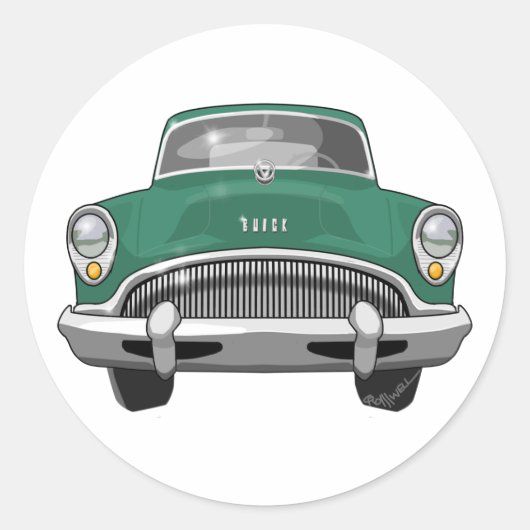 1954 Buick Roadmaster Ronde Sticker (Voorkant)