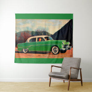 1954 Dodge Royal V8 in groen Wandkleed