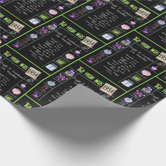 1954 Geboortejaar Trivia Cadeaupapier (Hoek)