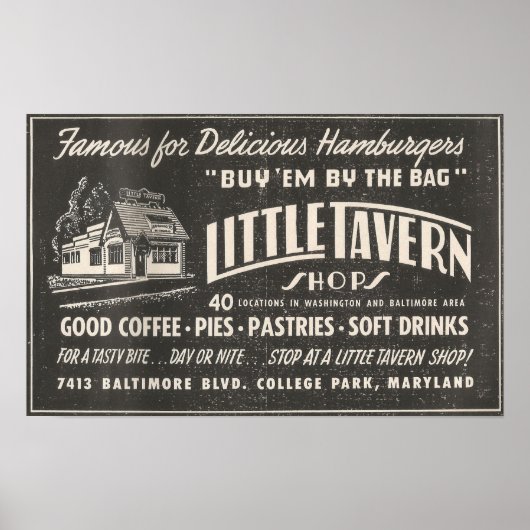 1954 KLEINE TAVERN-winkels in Maryland Poster (Voorkant)