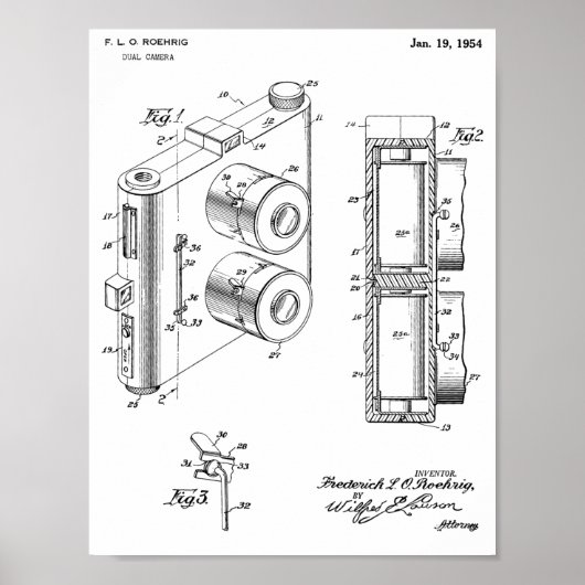 1954 Kunsttekenafdrukken met dubbele camera Poster (Voorkant)