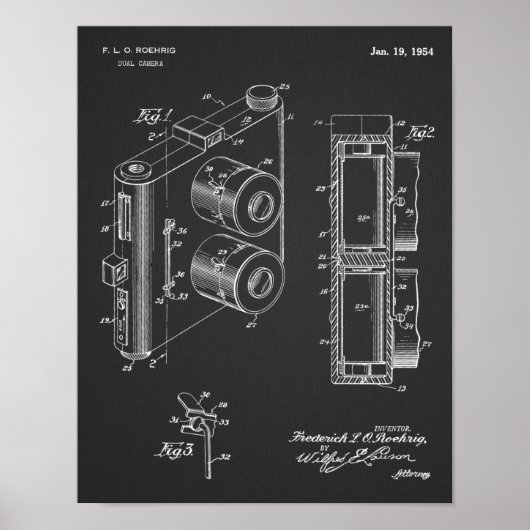 1954 Kunsttekenafdrukken met dubbele camera Poster (Voorkant)