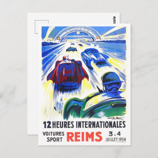 1954 Reims 12-uurs races Briefkaart (Voorkant / Achterkant)