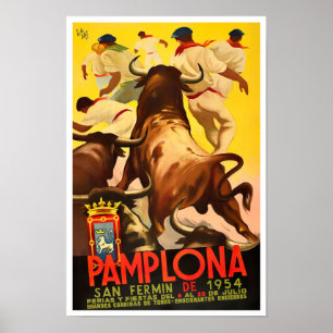 1954 vintonijnreis Feria de Pamplona Poster