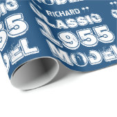 1955 60th Birthday CLASSIC MODEL Blue and White A1 Cadeaupapier (Rol Hoek)